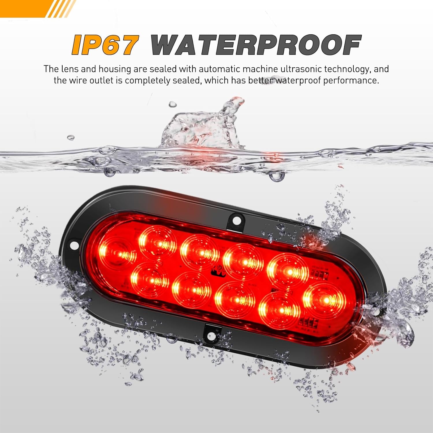 6Inch Oval LED Tail Light 2PCS Red 10LED Brake Stop Turn Signals Lights Surface Mount IP67 Waterproof for Trailer Truck RV Tractor Lorry Camper Van TRUCK DRIVER