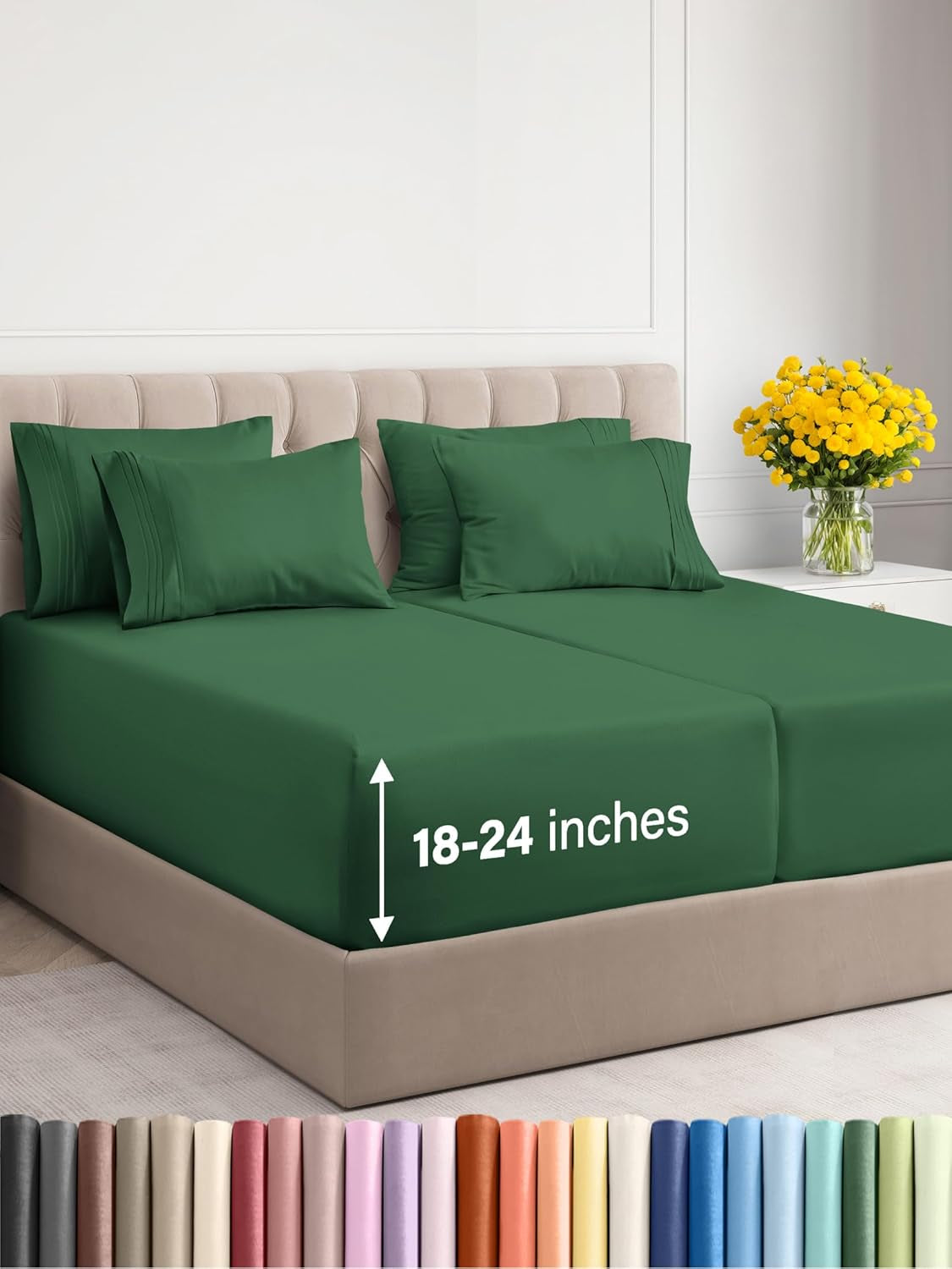 Extra Deep King Sheet Set - 6 Piece Breathable & Cooling Sheets - Hotel Luxury Bedding Set 18-24 Inch Extra Deep Pockets - Easy & Secure Fit - Super Soft, Wrinkle Free & Comfy - Navy Blue, King Size