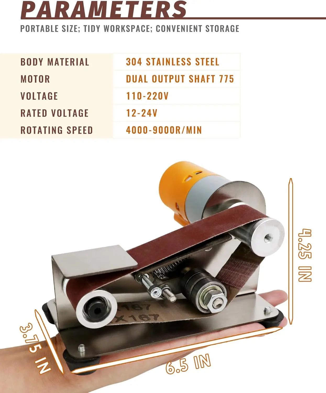 Mini Belt Sander Electric Spindle Sander 15° Belt Sander for Knife Making 7 Adjustable Speed Knife Polishing Kit