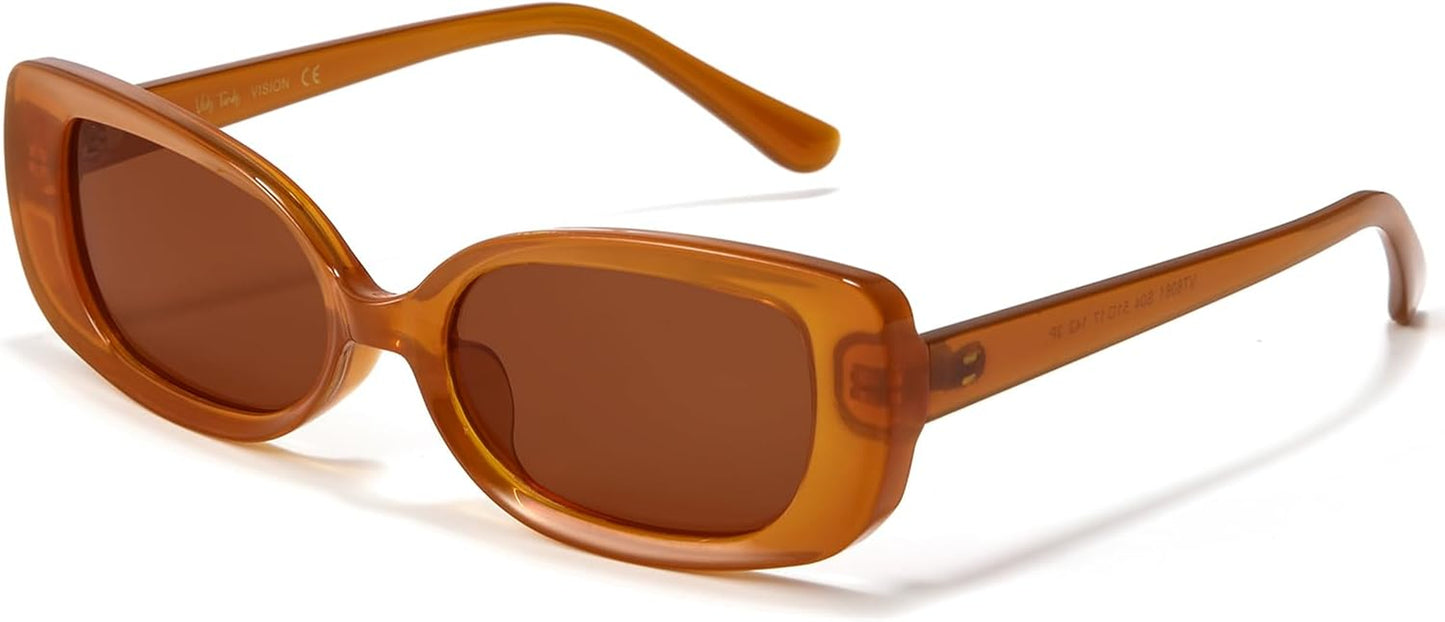 Rectangle Sunglasses Men Tinted Polarized Big Square Retro 90S Vintage Y2K Glasses for Women UV Protection