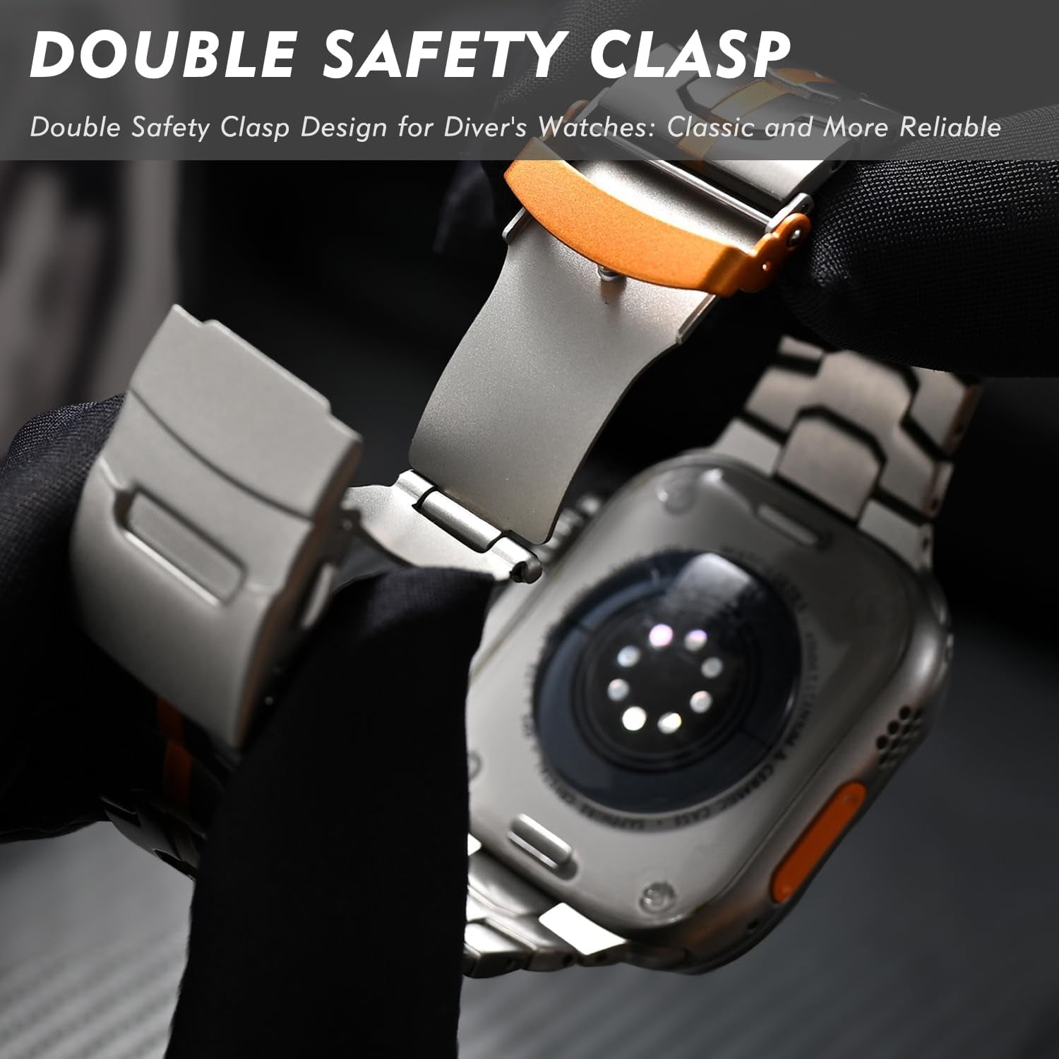 Titanium Band Compatible with Apple Watch Ultra & Ultra 2 (49Mm, 45Mm, 44Mm, 42Mm) - Adjustable Lightweight Titanium Metal Replacement Strap with Folding Clasp for Men and Women
