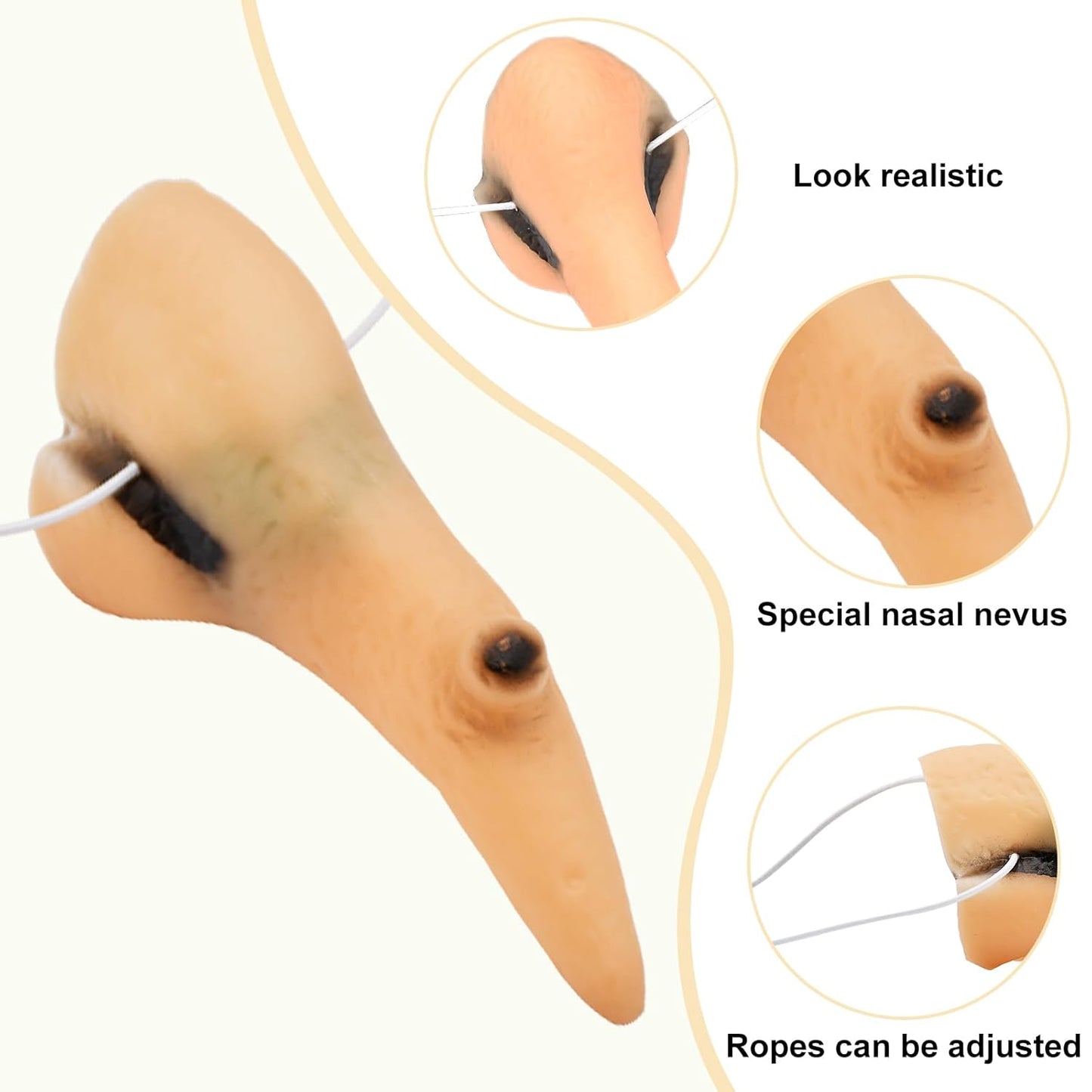 Latex Witch Fake Nose Halloween Nose Cosplay Props with Elastic Band Halloween Costume Accessories for Adult Kids Toys Party Supplies