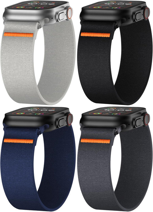 Stretchy Nylon Solo Loop Bands Compatible with Apple Watch Band 38Mm 40Mm 41Mm 42Mm 44Mm 45Mm 49Mm Iwatch Series 9 8 7 SE 6 5 4 3 2 1 Ultra 2 SE, Sport Elastic Strap Wristband for Women Men