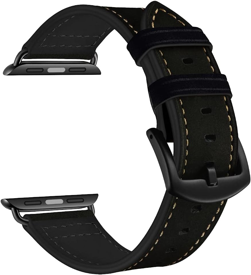 Leather Band Compatible with Apple Watch Vintage Classical Bands Dark Brown Replacement Strap for Iwatch Series 9 8 7 45Mm Series 6 SE 5 4 3 2 1 Nike Space Black Grey 42Mm 44Mm Men Women