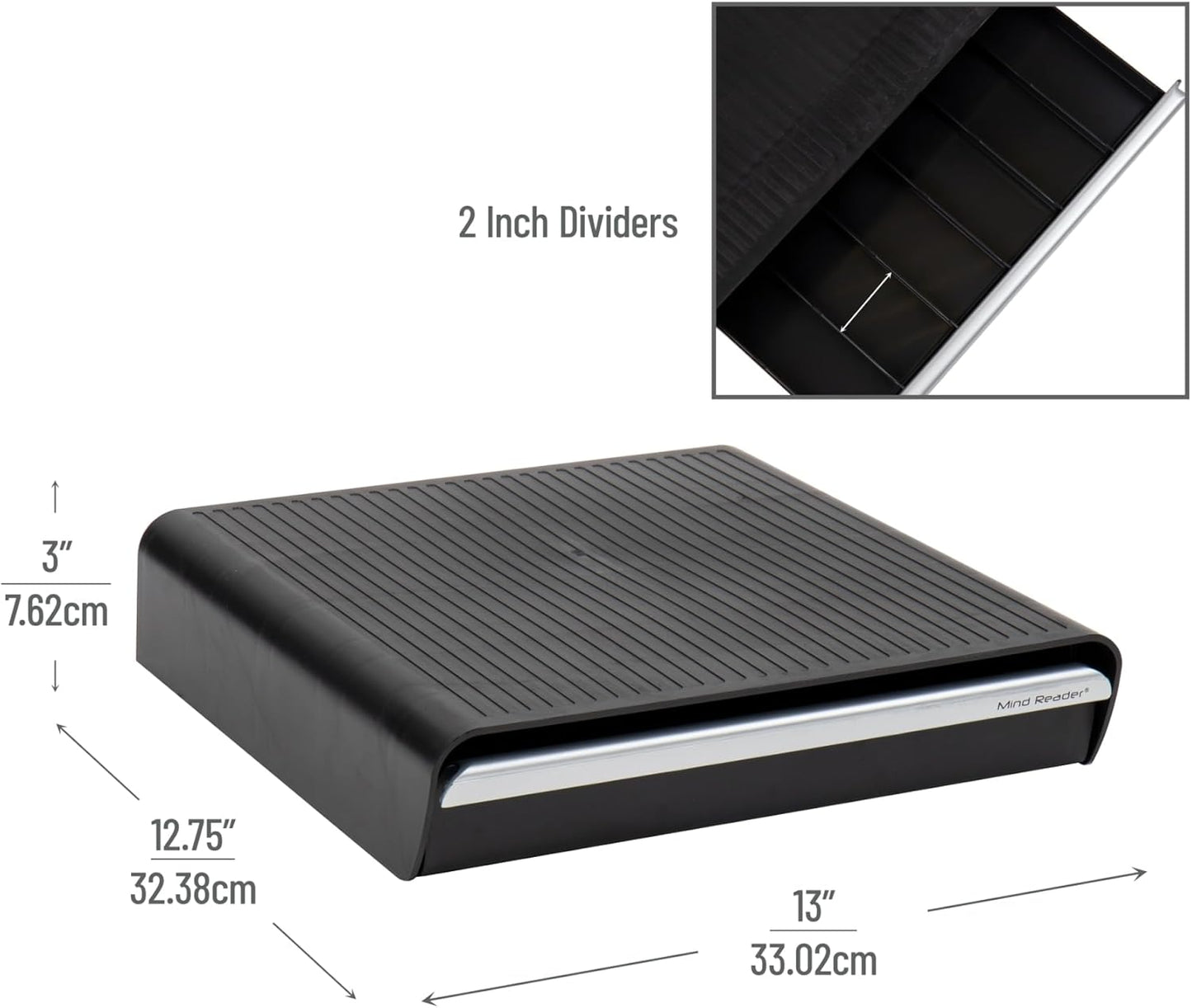 Single Serve Coffee Drawer, 36 Pod Capacity Countertop Organizer, Breakroom, 12.75" L X 13" W X 3" H, One Size, Black