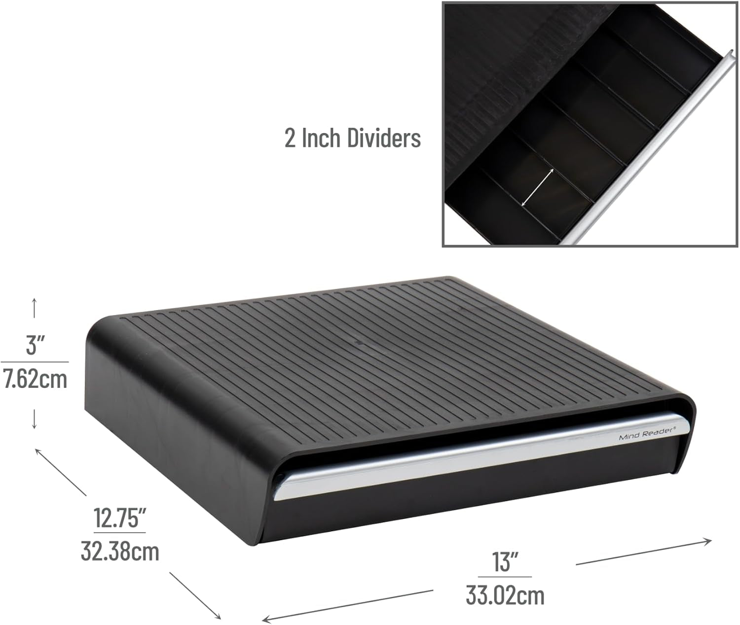 Single Serve Coffee Drawer, 36 Pod Capacity Countertop Organizer, Breakroom, 12.75" L X 13" W X 3" H, One Size, Black