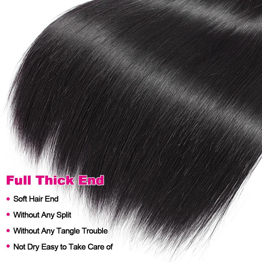 12A Straight Bundles Human Hair 18 20 22 24 Inch Brazilian Virgin Human Hair 4 Bundles 100% Unprocessed Straight Weave Bundles Human Hair 1B Natural Black