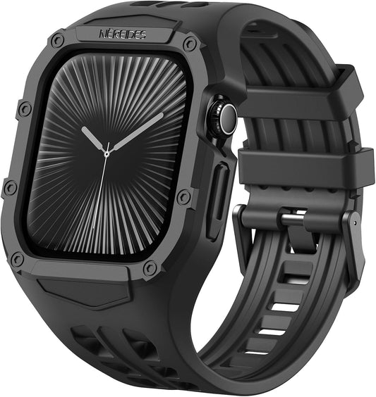 Compatible with Apple Watch Band 46Mm Series 10 with Case, Shockproof Rugged Band Strap for Iwatch Series 10 46Mm Band with Bumper Case Men
