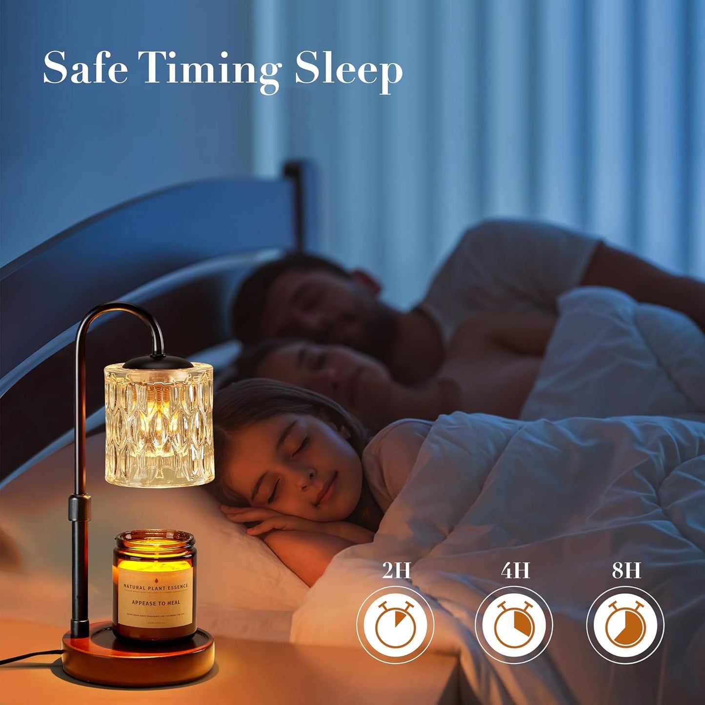 Dimmable Candle Warmer Lamp with Timer, Height Adjustable Electric Candle Wax Warmer for Jar Candles, Top-Down Light Heat Melting Wax with 2 Bulbs, Walnut Solid Wood Base for Home Decor Gifts