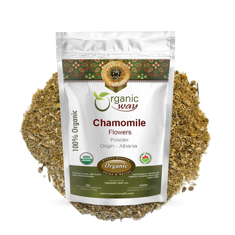 Chamomile Flowers Powder (Matricaria Chamomilla) - European Wild-Harvest | Organic & Kosher Certified | Non GMO & Gluten Free | USDA Certified | Origin - Albania (1 LBS / 16 Oz) TLBH