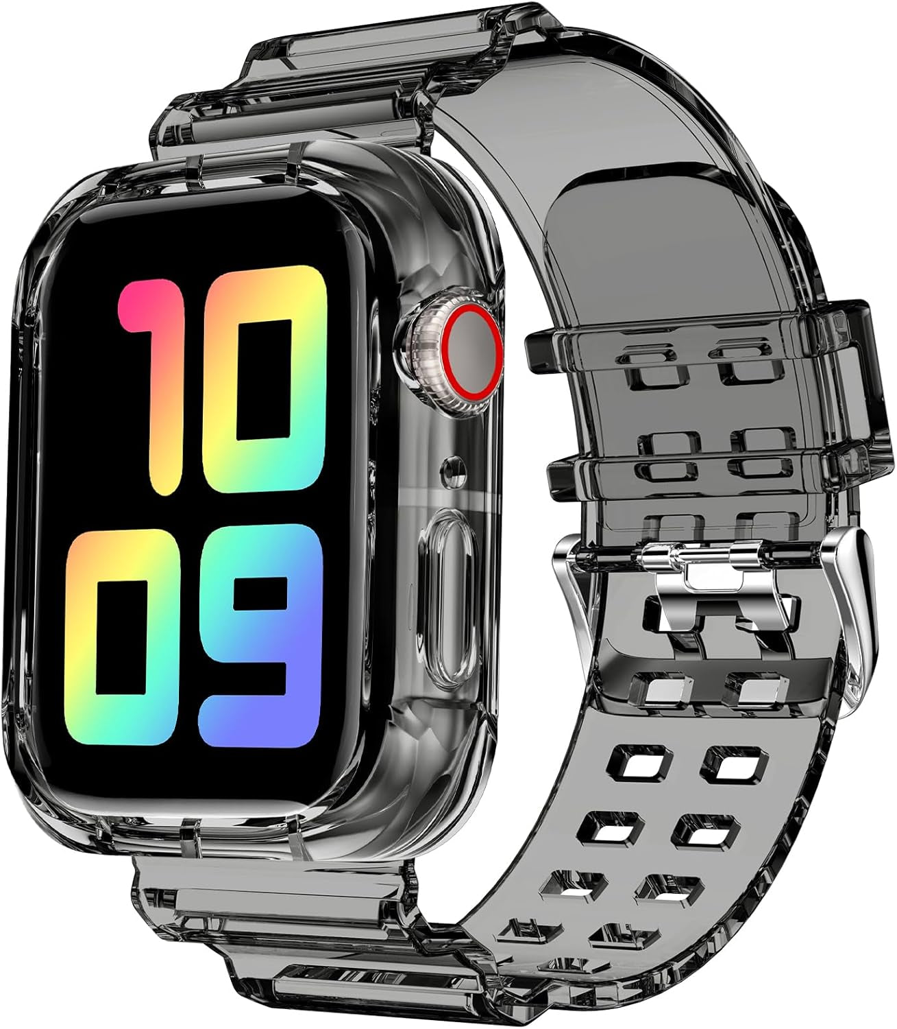 Compatible for Clear Apple Watch Band with Bumper Case, Women Men Glitter Bling TPU Sport Strap for Iwatch SE Ultra Series 10 9 8 7 6 5 4 3 2 1