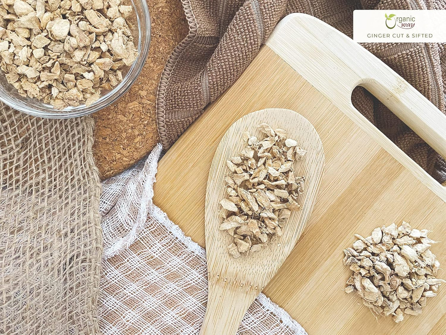 Ginger Root Cut & Sifted (Zingiber Officinale) - Herbal Tea | Kosher & USDA Certified | Vegan, Non-Gmo & Gluten Free | Tested for Heavy Metal and Purity | 100% Raw from India (1LBS / 16Oz) TLBH