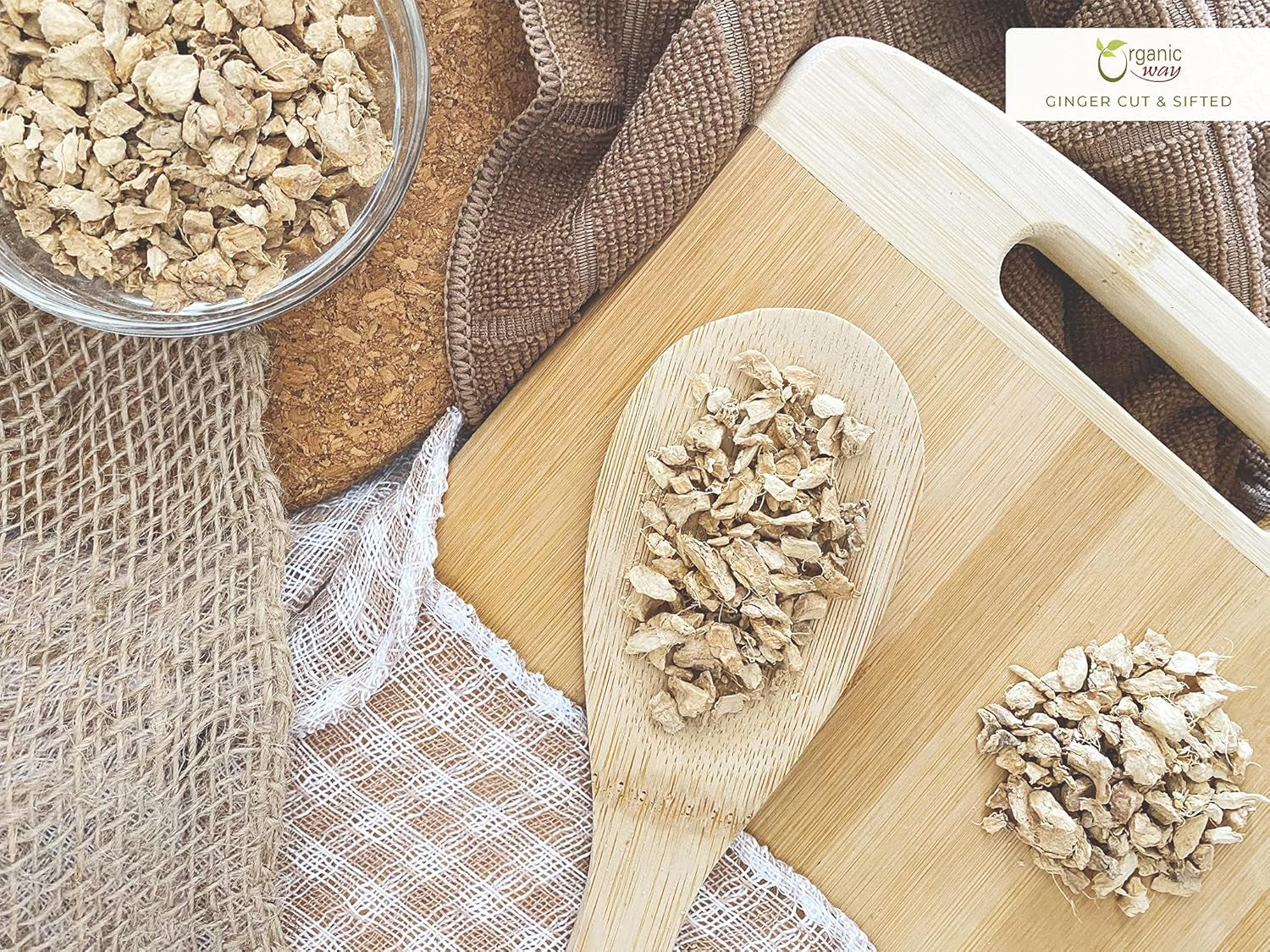 Ginger Root Cut & Sifted (Zingiber Officinale) - Herbal Tea | Kosher & USDA Certified | Vegan, Non-Gmo & Gluten Free | Tested for Heavy Metal and Purity | 100% Raw from India (1LBS / 16Oz) TLBH