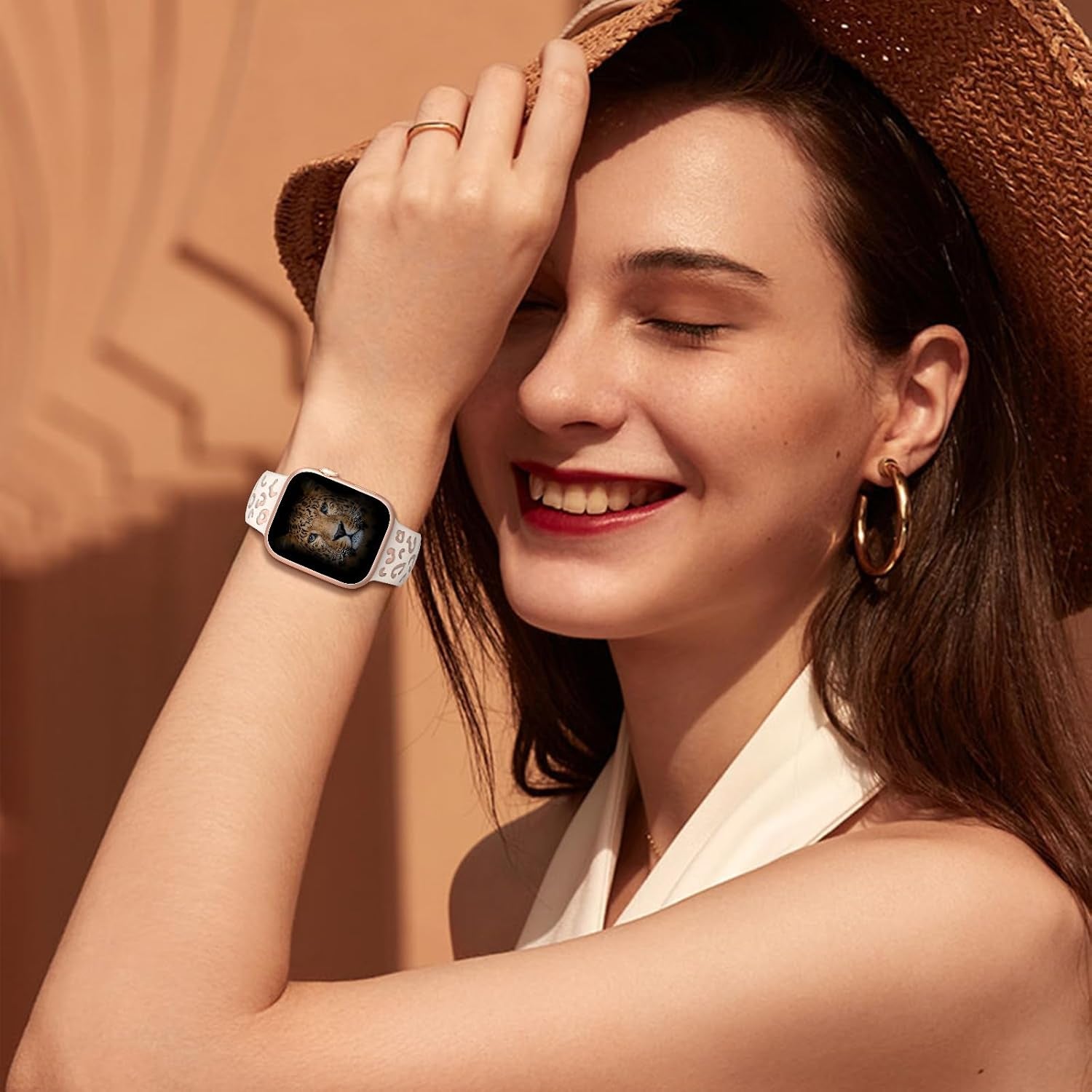 Leopard Engraved Band for Apple Watch Band 40Mm 41Mm 38Mm 45Mm 42Mm 44Mm for Women,Cute Cheetah Strap Silicone Sport Wristbands for Iwatch Series 9 SE 8 7 6 5 4 3 2 Ultra