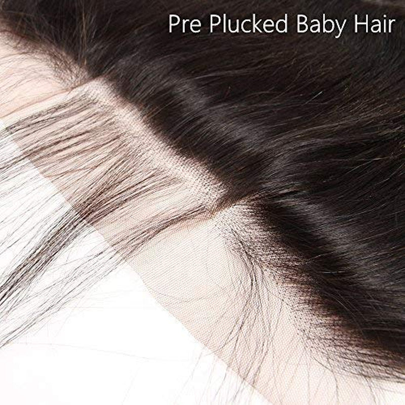 Body Wave Lace Frontal Closure 13X4 Ear to Ear Lace Frontal Free Part Body Wave Pre Plucked Frontal 12A Grade Human Hair 13X4 Full Lace Frontal Closure with Baby Hair Natural Black Color(12Inch)