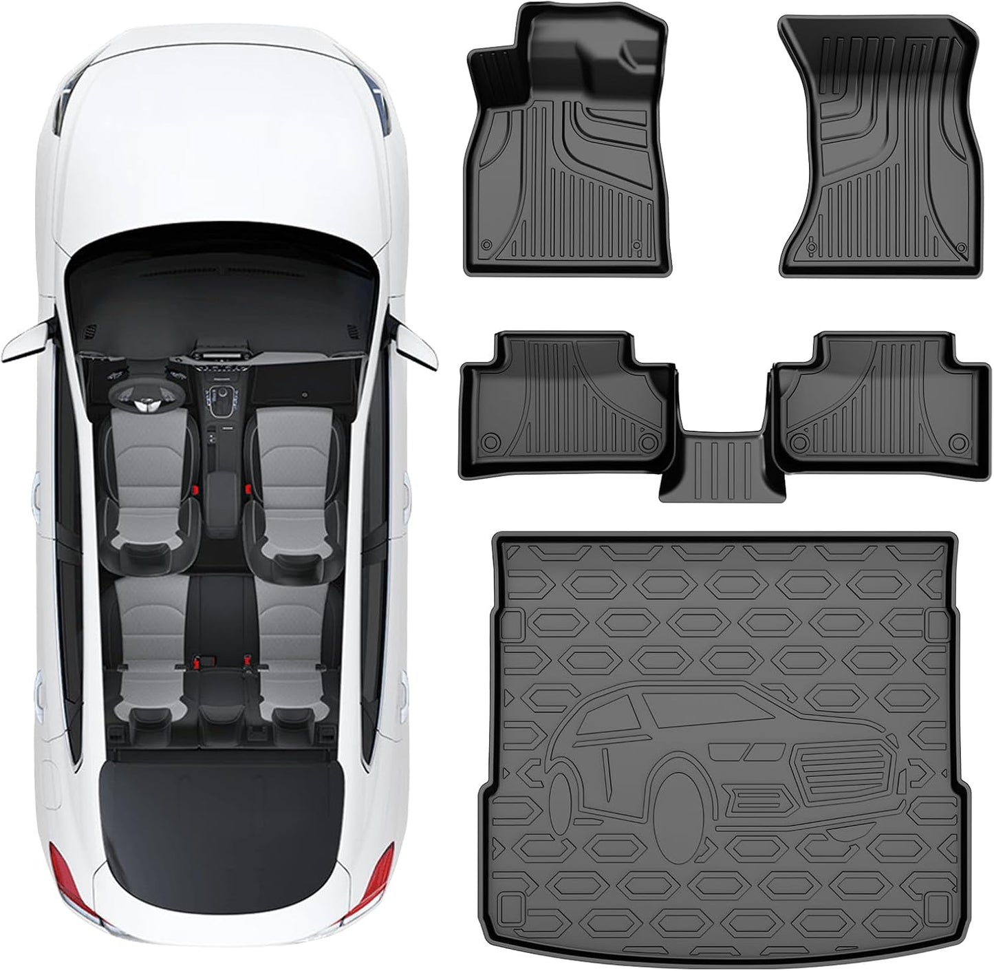 2025 Q7 Floor Mats: All Weather Floor Mats Custom Fit for 2017-2025 Audi Q7/Q8 1St and 2Nd Row All Weather TPE Floor Liner
