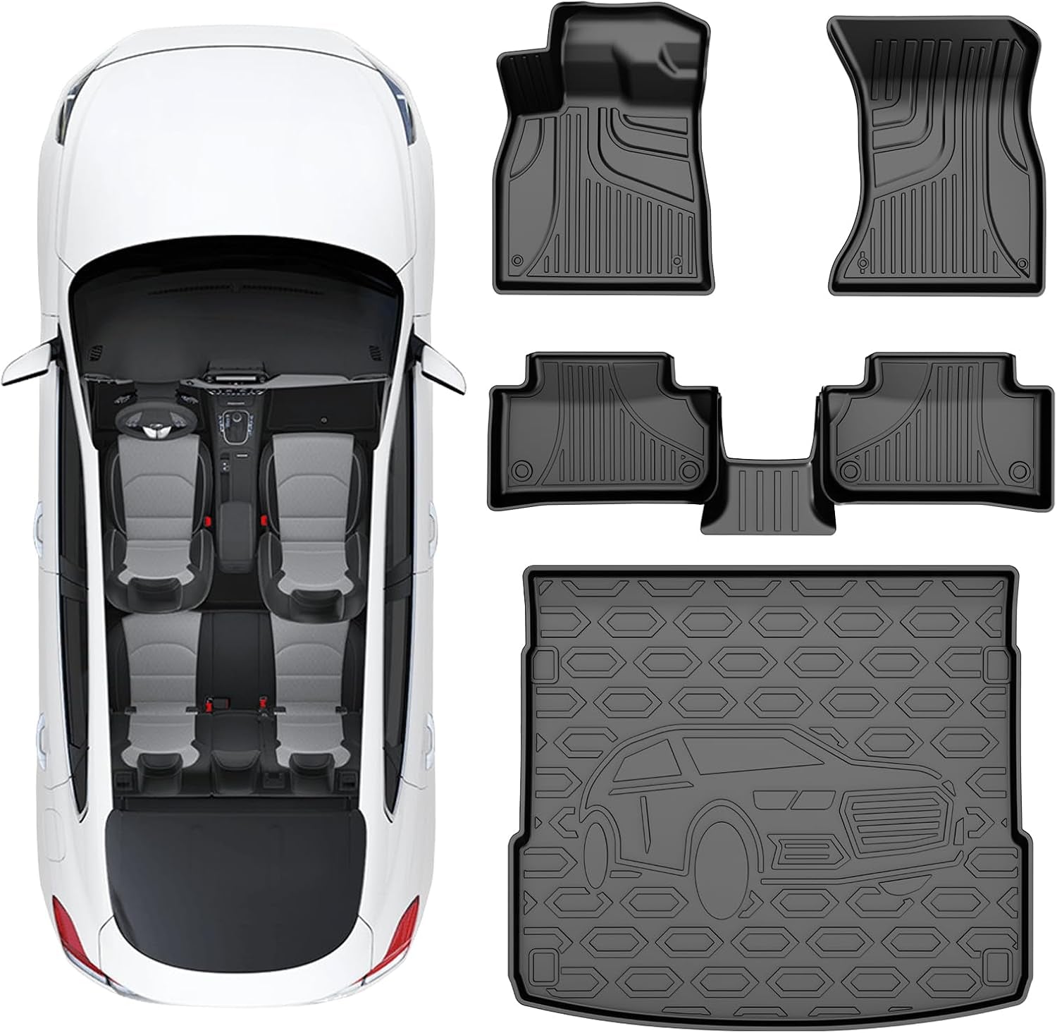 2025 Q7 Floor Mats: All Weather Floor Mats Custom Fit for 2017-2025 Audi Q7/Q8 1St and 2Nd Row All Weather TPE Floor Liner