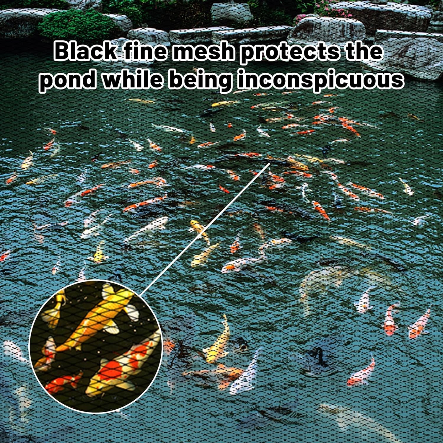 Pond Netting, 7' X 10' Pond Net Cover, Koi Pond Netting for Leaves, Heavy Duty Koi Pond Net Protecting Koi Fish from Herons, Stakes Included
