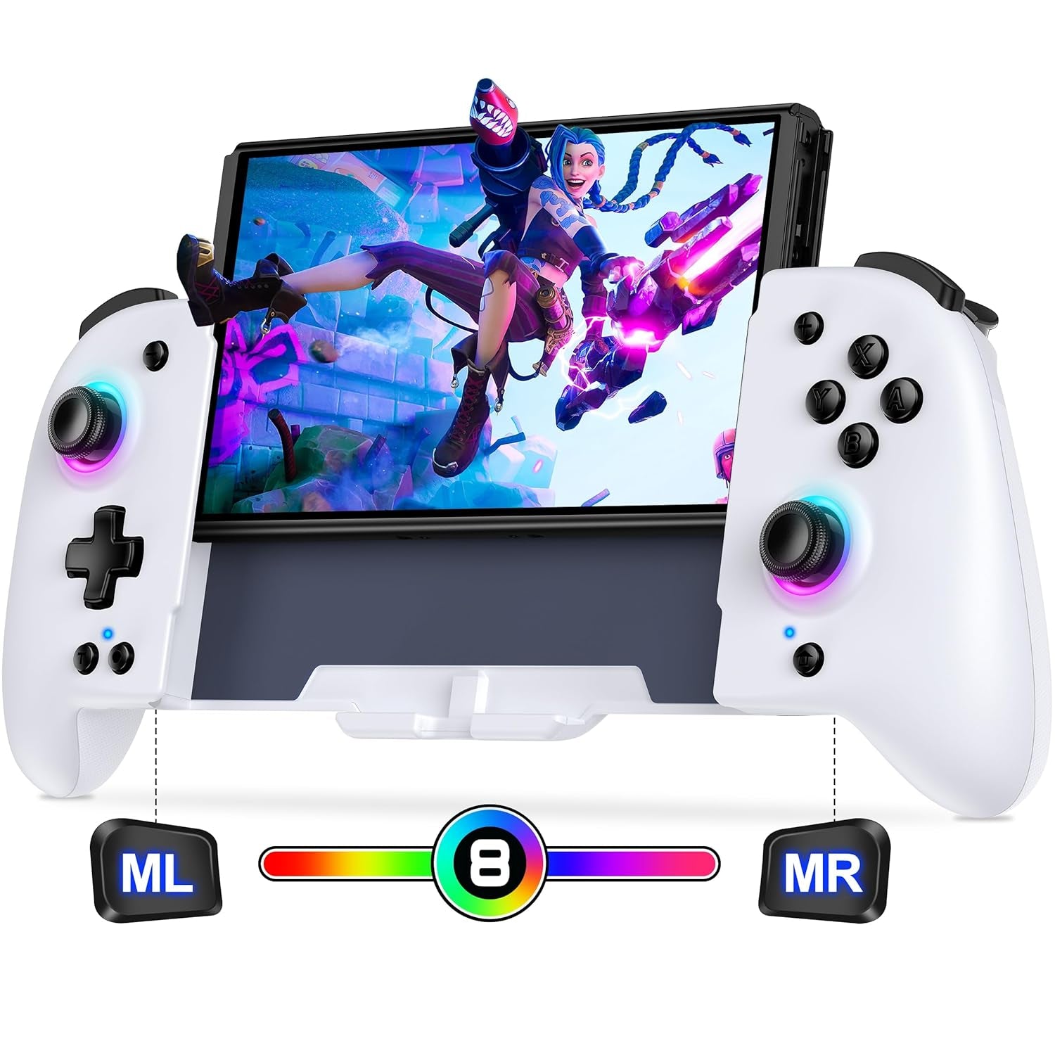Switch Controllers for Nintendo Switch/Oled Controller, Switch Wireless Pro Controller One-Piece Joypad, Full-Size Ergonomic Handheld Mode Controller with Battery/Rgb/Turbo/Programming(Black)