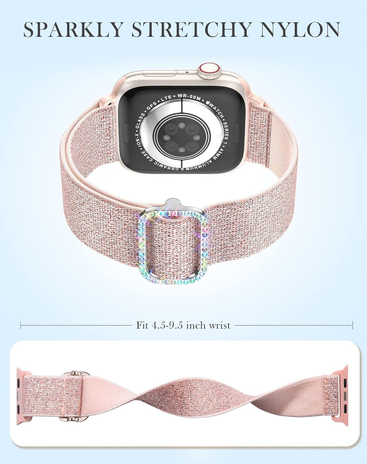 Waterproof Case and Glitter Stretchy Bands Compatible with Apple Watch Series 10 42Mm