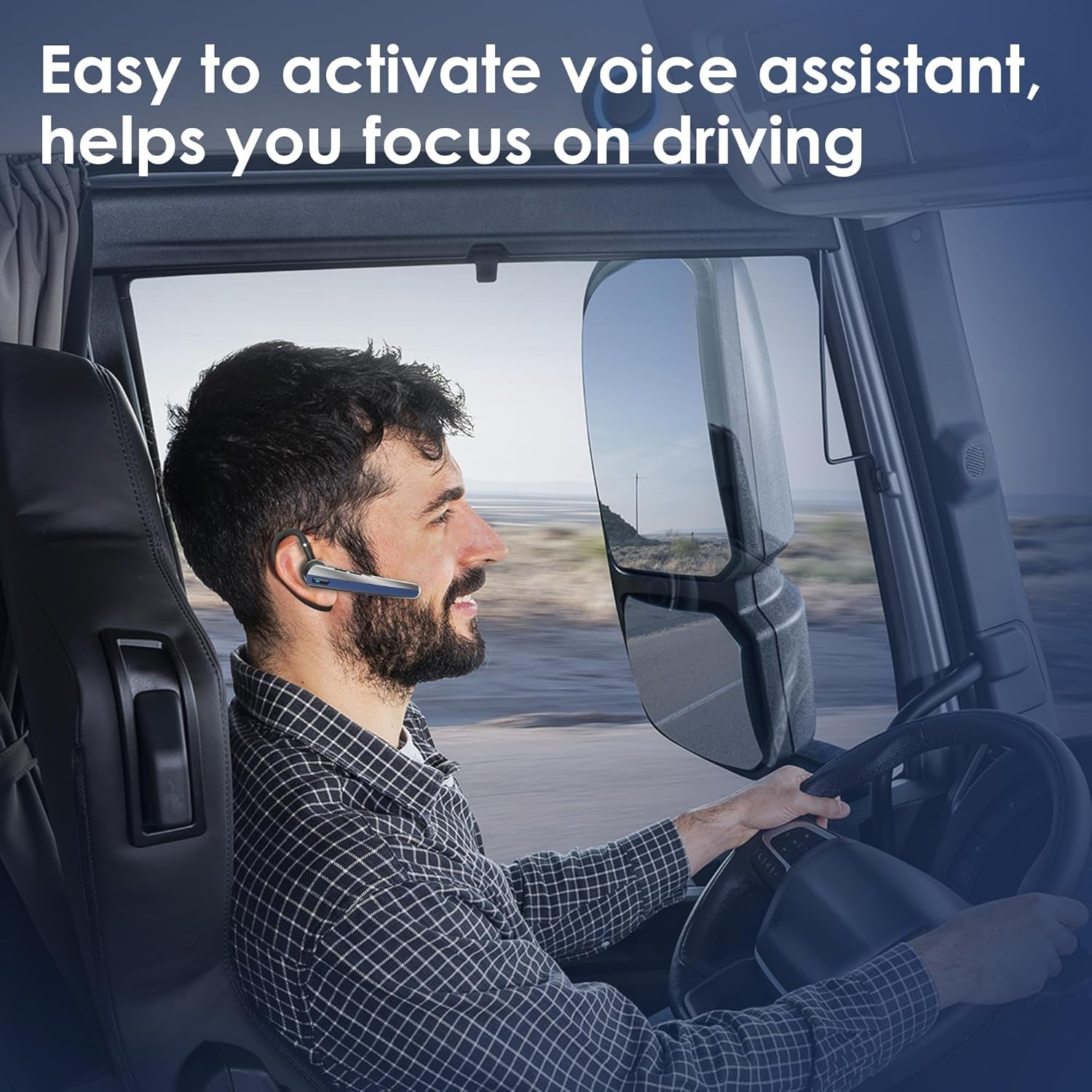 Bluetooth Headset with Microphone, Wireless Earpiece with Charging Case for Cellphones, PC, Single Ear Headset with Mute for Trucker Driver, Remote Work, Skype, Zoom, Teams, Call Center TRUCK DRIVER