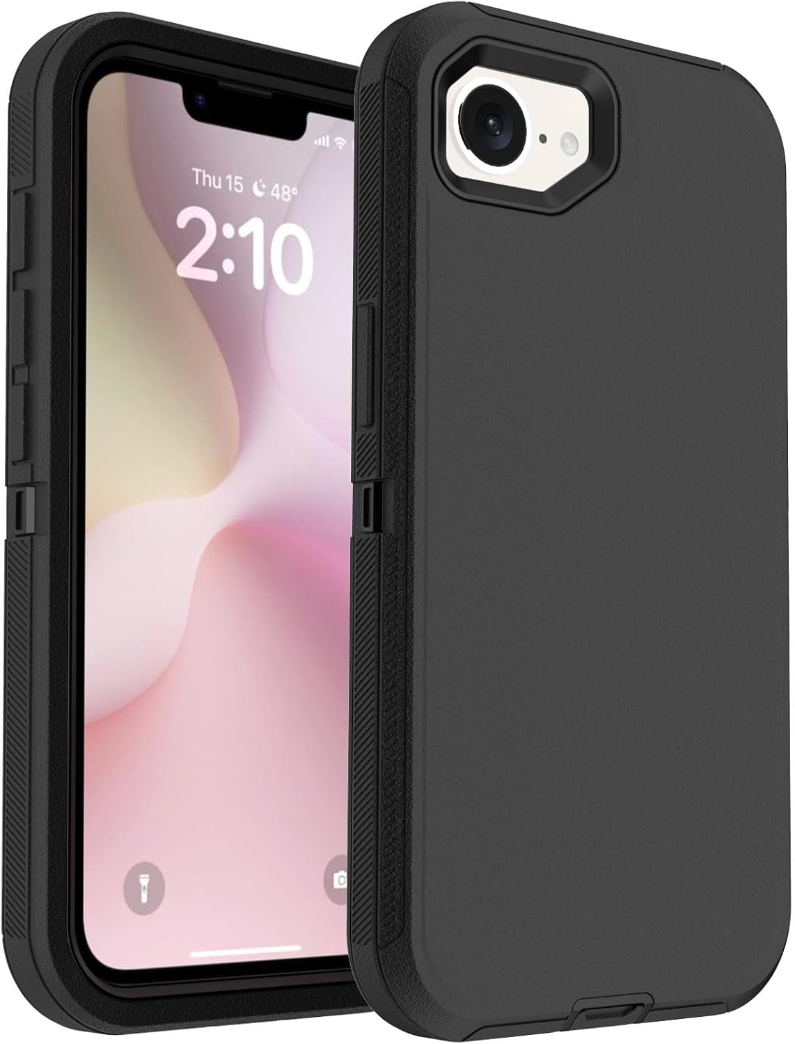 For Iphone16E Case, 16Ft Drop Protection, with Dustproof Port Cover, Full-Body Shockproof Heavy Duty Phone Case for Iphone 16E(2025), Black