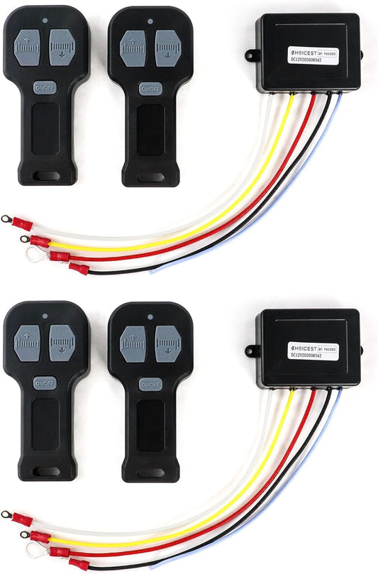 12V Car Wireless Winch Electric Remote Control, 4 Pack Universal Mini 5 Wire Control Winch with Dual Manual Matching Transmitter Kit for Truck, ATV and SUV Winch Wireless System TRUCK DRIVER