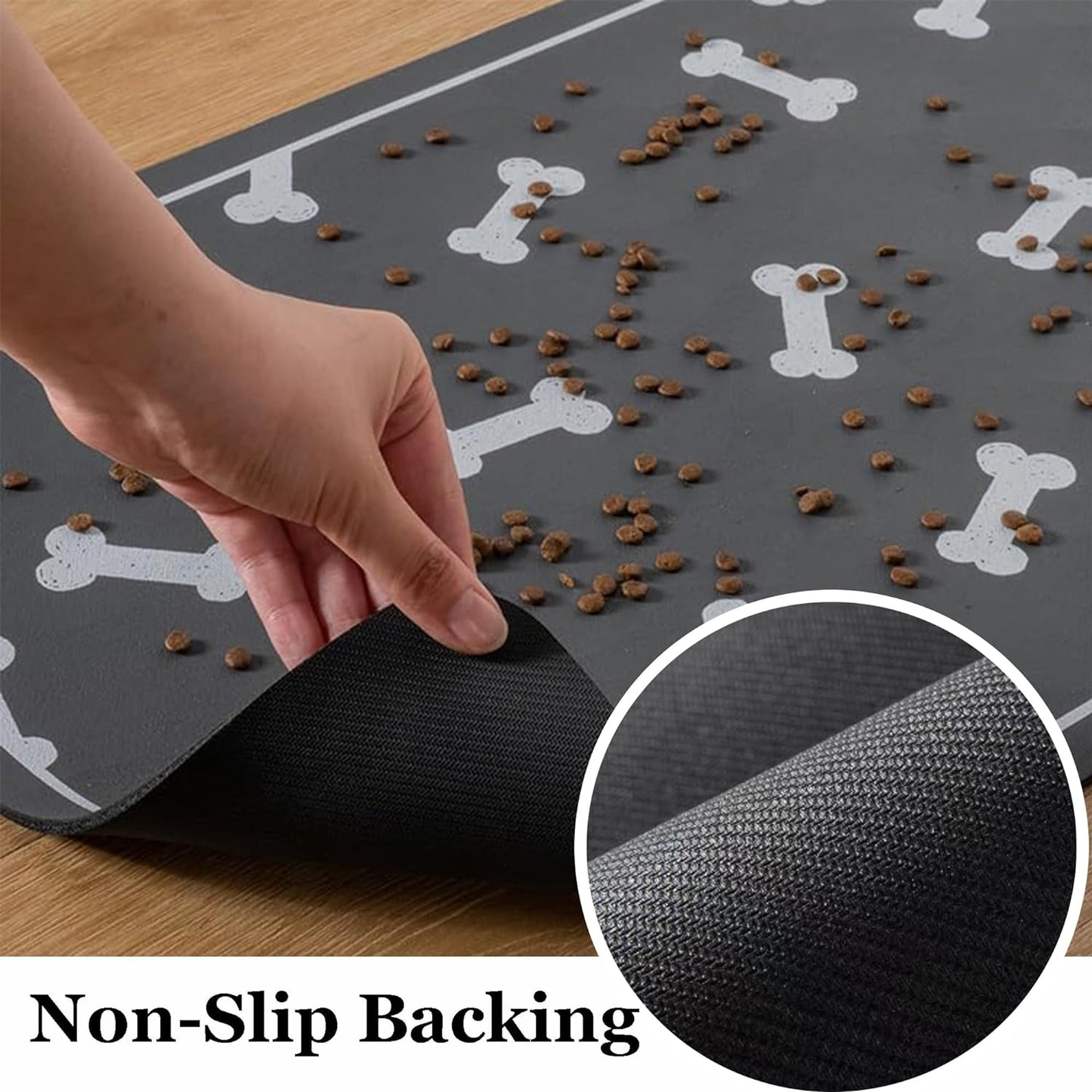 Dog Bowl Mat and Dog Feeding Mat, Dog Mat for Water Bowl, Absorbent Non-Slip Pet Water Bowl Mat Quick Drying Dog Food Mat Cat Matt for Food and Water(Brown+24.2X16.9In+Rectangular)