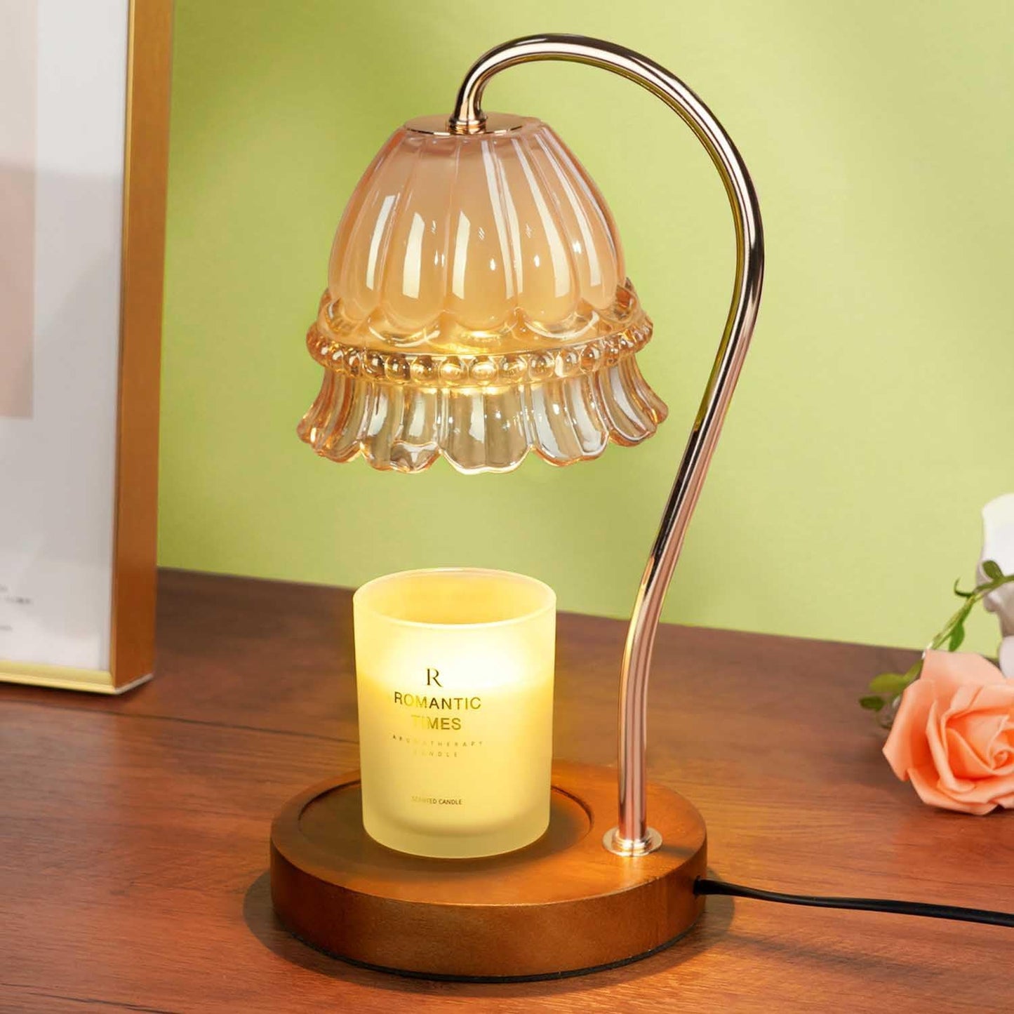 Dimmable Candle Warmer Lamp with Timer, Glass Candle Lamp Warmer for Jar Candle, Xmas Gifts for Mom Unique, 2024 Womens Gifts for Christmas, Home Decor for Bedroom Living Room Decor Aesthetic, Amber