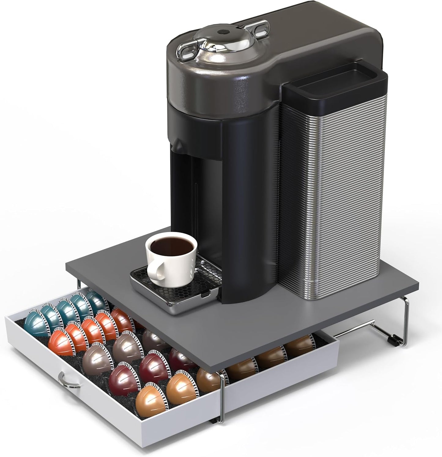 Decobrothers Supreme Vertuoline Drawer, Holds with 30 Big or 60 Small Vertuoline Pods, Grey