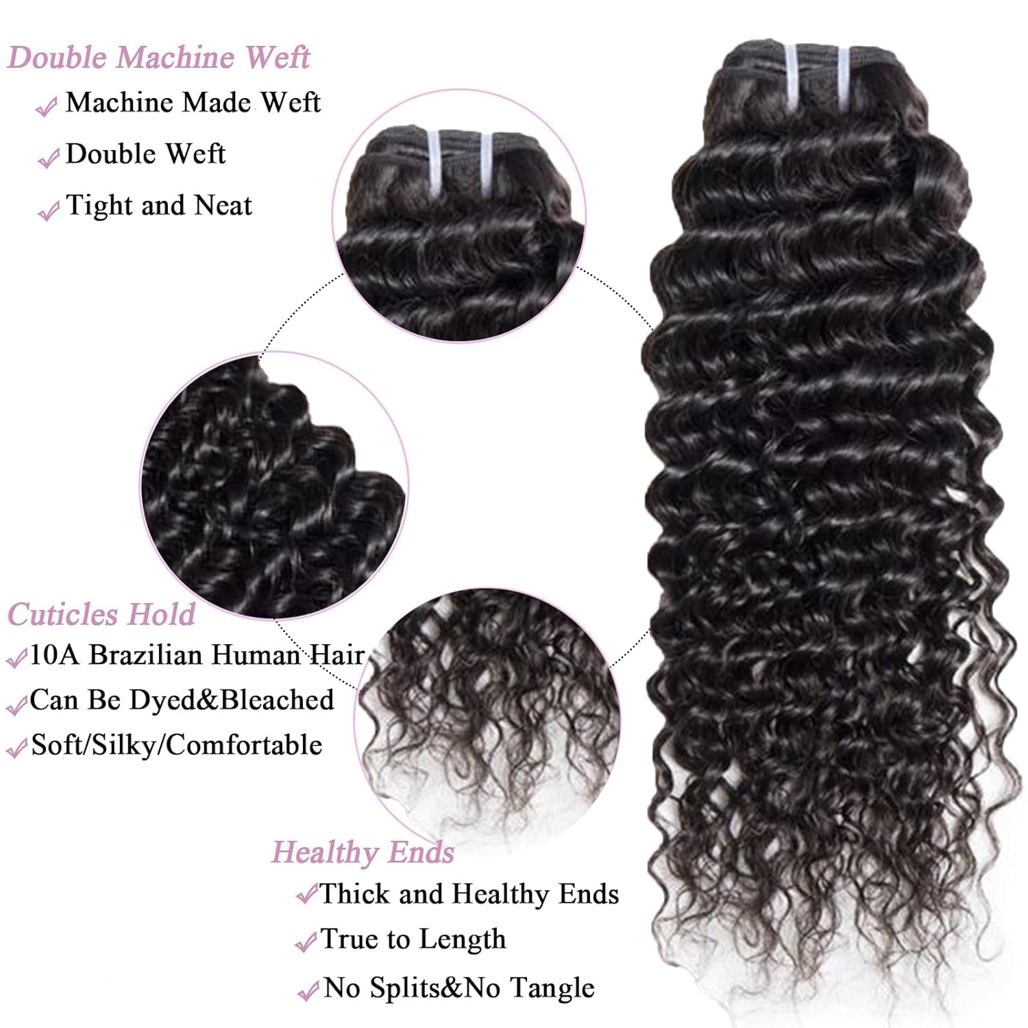 10A Deep Wave Human Hair Bundles 22 24 26 Inch Deep Curly Bundles Human Hair 100% Unprocessed Brazilian Virgin Weave 3 Bundles Wet and Wavy Bundles Double Weft Water Wave Bundles Human Hair