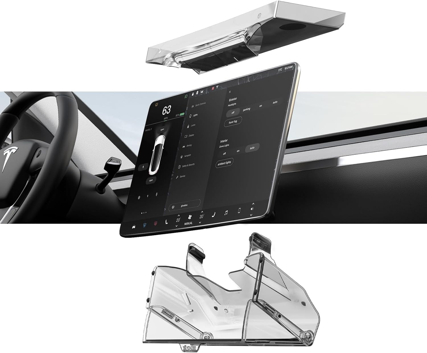 Open and Close under Screen Storage for Tesla 2020-2024 Model Y and 2017-2023 Model 3 with behind Screen Storage Organizer, 2024 Tesla Owners Must Have Accessories(Not Fit 2024 Model 3 Highland)