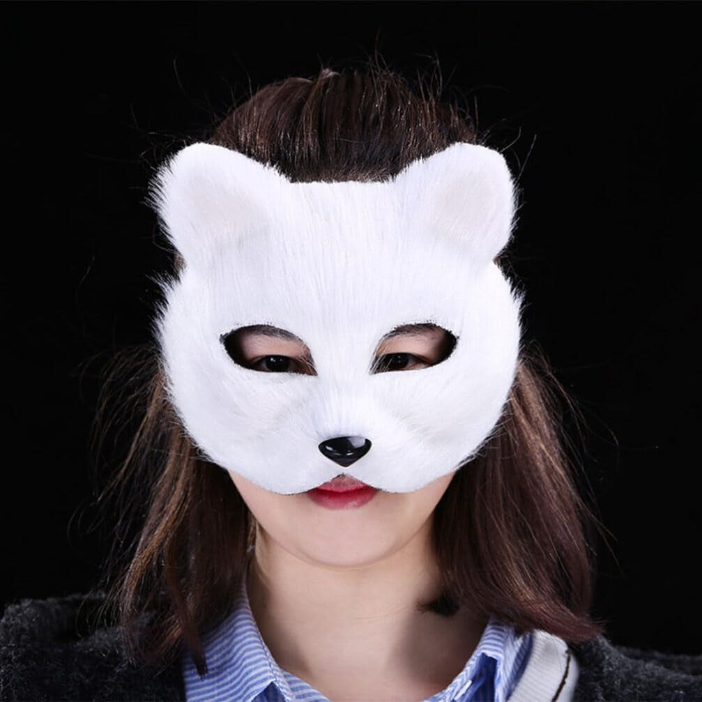 2Pcs Mask Halloween Fox Therian Mask Cosplay Costume Half Face Animal Furry Party Halloween Eye Cat Masks Halloween Costumes