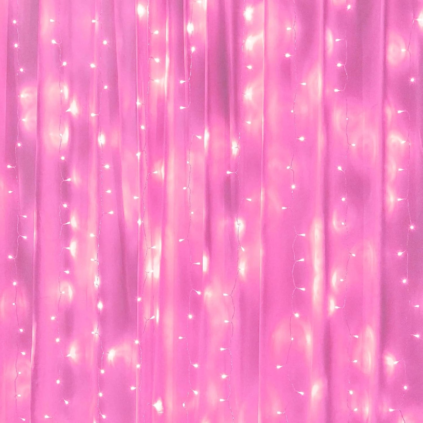 Pink Curtain Lights - 8 Modes LED Fairy String Lights for Windows, Ideal for Christmas, Valentine'S Day, Weddings, Party Room Decor