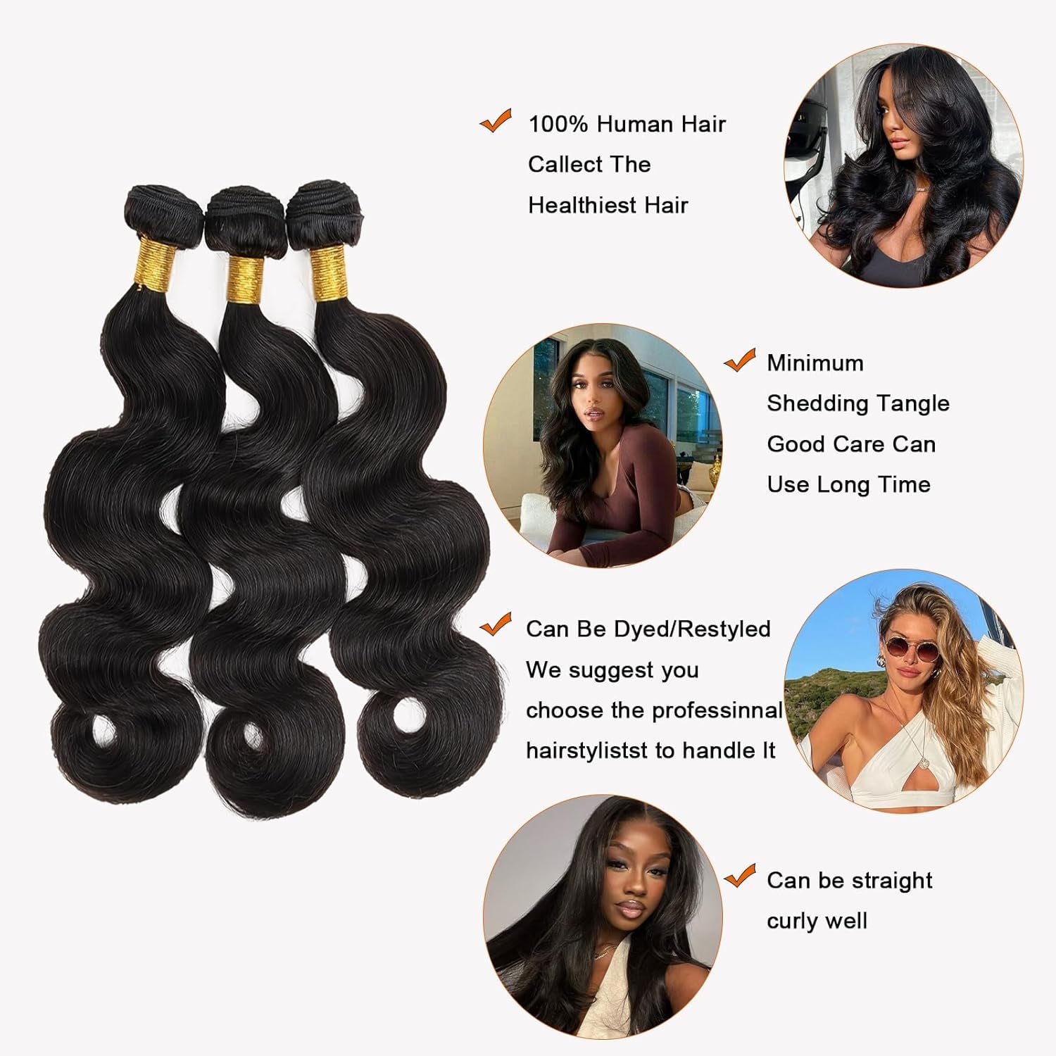 Human Hair Bundles 18 20 22 Inch Body Wave Bundles Human Hair 100% Unprocessed 12A Brazilian Virgin Hair Weave 3 Bundles Human Hair Extensions for Black Woman