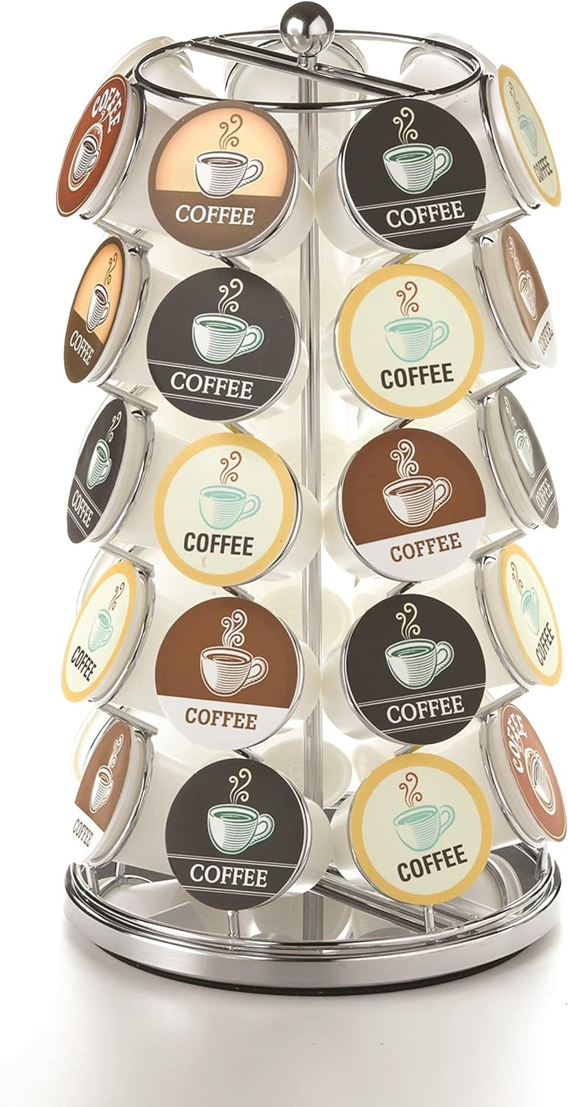 K Cup Holder – Compatible with K-Cups, Coffee Pod Carousel | 35 K Cup Holder, Spins 360-Degrees, Lazy Susan Platform, Modern Black Design, Home or Office Kitchen Counter Organizer