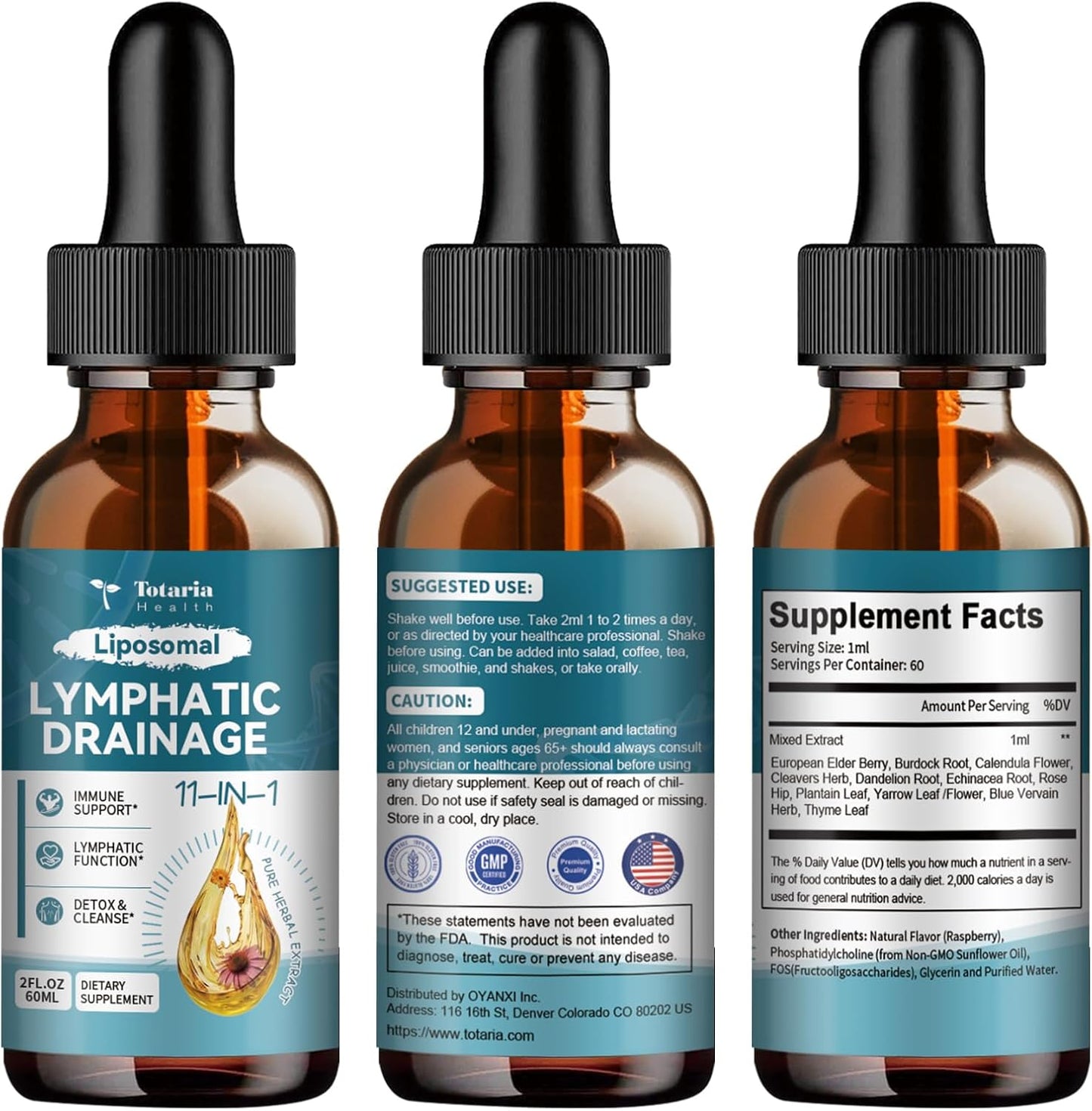 Liposomal Lymphatic Drainage Drops - 11 in 1 Organic Lymphatic Drainage Supplement with Burdock Root, Echinacea, Elderberry, Calendula, Cleavers Herb, Dandelion Supports Lymphatic Health 2 FL.OZ TLBH