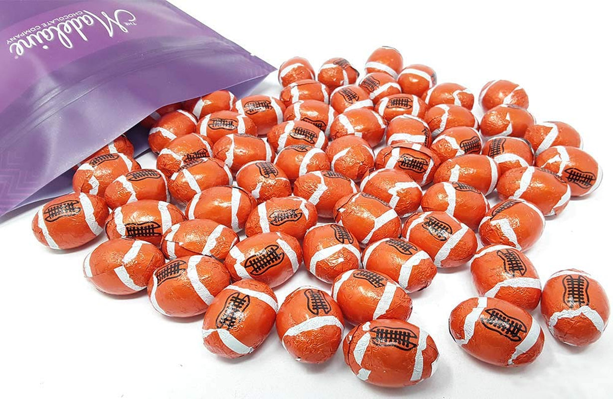 Madelaine Premium Milk Chocolate Footballs Wrapped in Italian Foil - Super Bowl Party Favor Candy (1 LB)