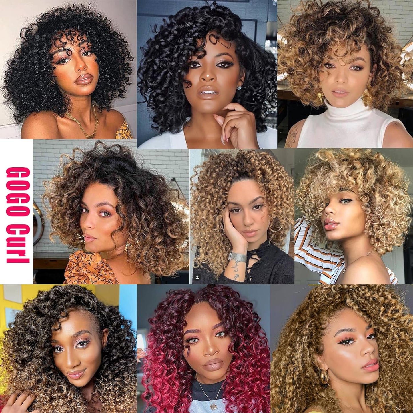 7 Packs Gogo Curl Crochet Hair 10 Inch Short Curly Crochet Hair for Women Beach Curl Water Wave Deep Twist Crochet Braids Synthetic Braiding Hair Extensions(10 Inch, T1B/30)