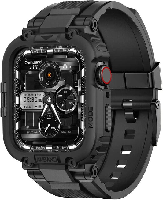 Bands Compatible with Apple Watch 9/8/7 45Mm, M1 Sport Series Rugged Case Protective Cover for Iwatch 6/SE/5/4/3 42/44/45Mm Men Black
