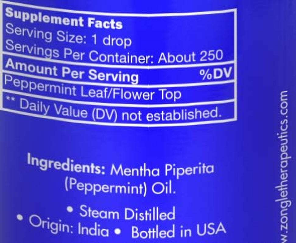 Zongle Peppermint Essential Oil, India, Safe to Ingest, Mentha Piperita, 15 Ml TLBH