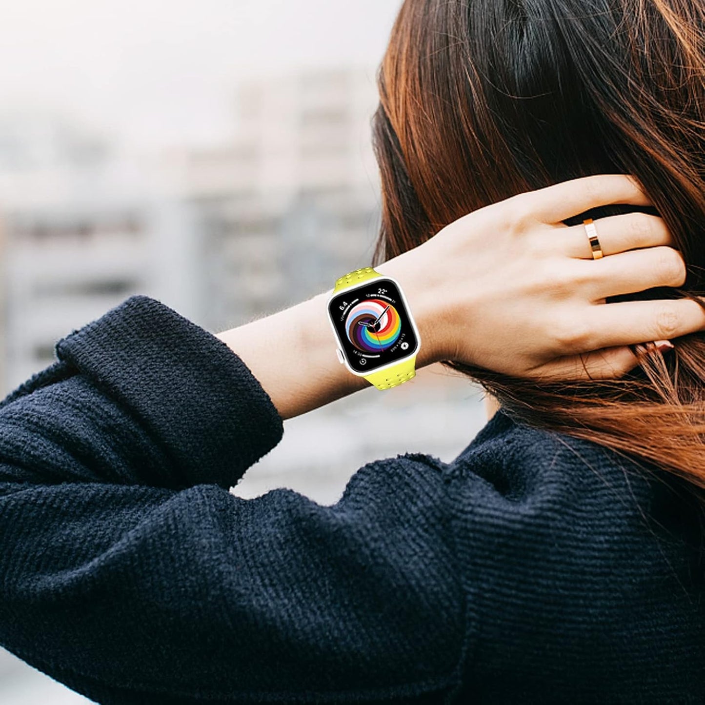 Sport Band Compatible with Apple Watch Band 38Mm 40Mm 41Mm 42Mm 44Mm 45Mm 49Mm for Women & Men, Soft Breathable Silicone Waterproof Replacement Strap for Iwatch Series Ultra SE/8/7/6/5/4/3/2/1