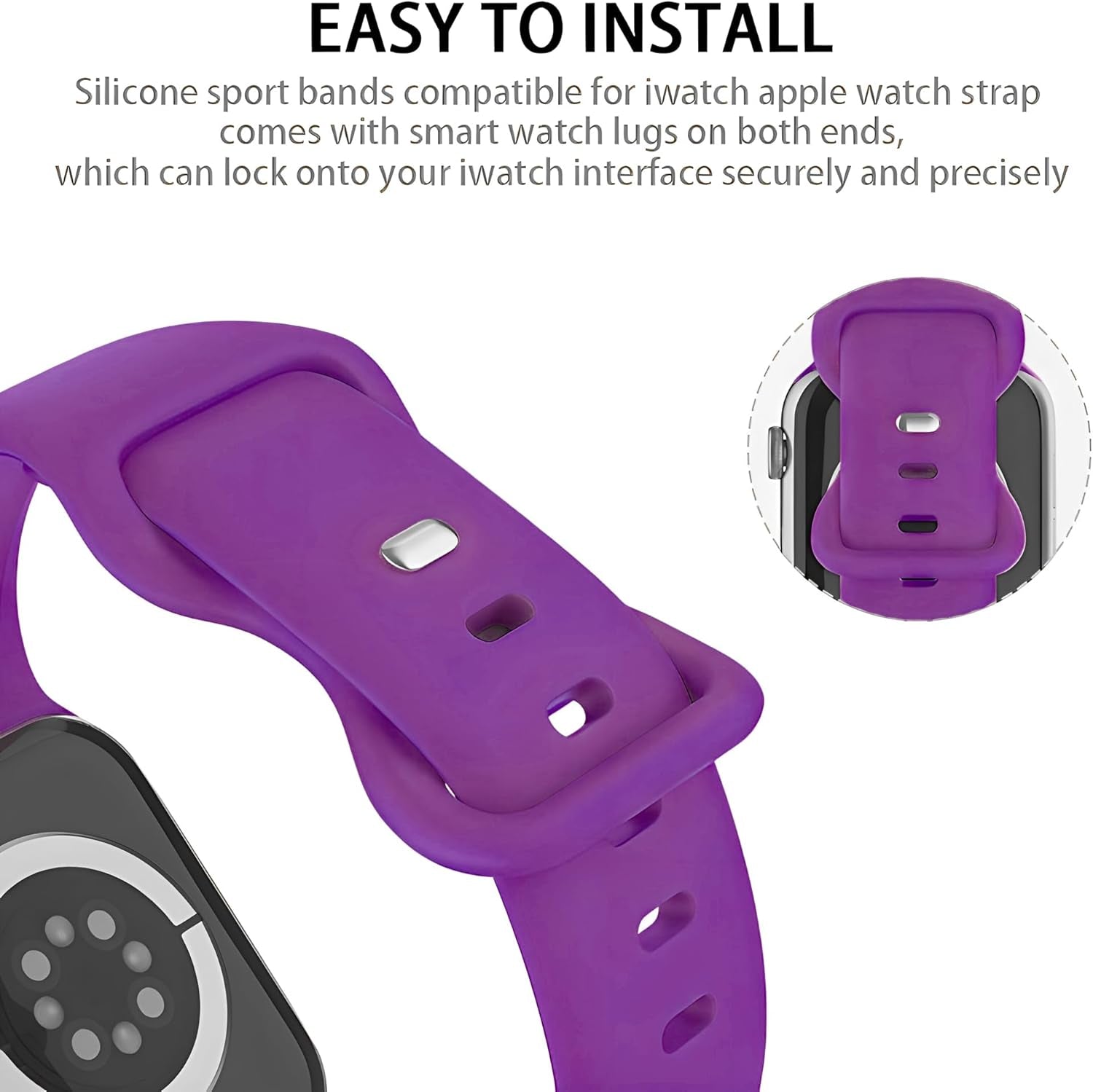 Watch Band Compatible with Apple Watch Series 38Mm 40Mm 41Mm 42Mm 44Mm 45Mm 49Mm SE Series Ultra | Sport Bands Waterproof Strap with Soft Silicone