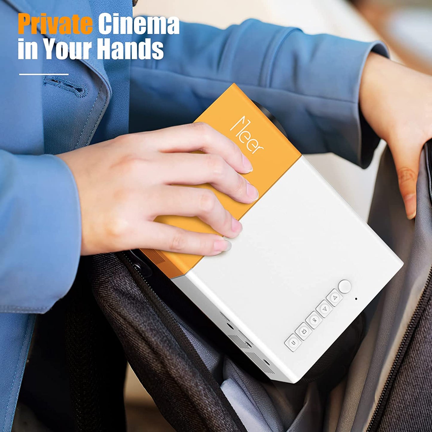 Mini Projector,Portable Movie Projector,Smart Home Projector,Neat Projector for Ios,Android,Windows,Ps5,Laptop,Tv-Stick,Compatible with Hdmi,Usb,Audio,Tf Card,Av and Remote Control