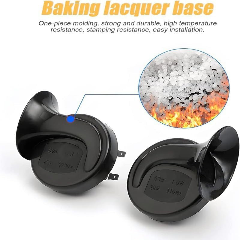 300DB Super Loud Train Horns for Truck, 2Pcs 12V Car Horn Kits, Loud Dual-Tone Waterproof Electric Air Horns, Automotive Accessories Universal for Cars Pickup Trucks Motorcycle Bike Boat (Black) TRUCK DRIVER
