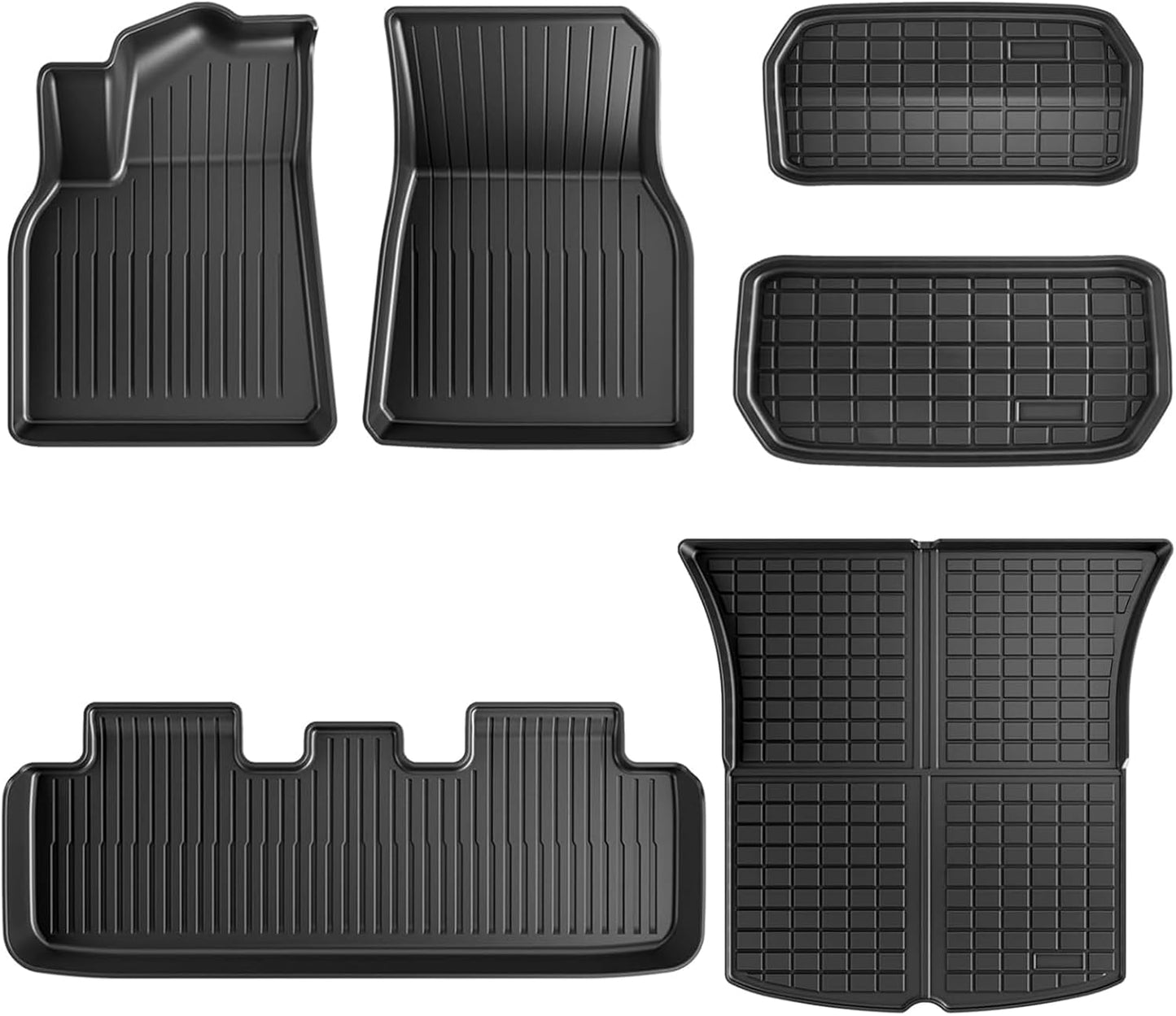 Floor Mats for Tesla Model Y 2021-2024 2025-All Weather TPE Eco Floor Mat-Waterproof Non-Slip Cargo Liner Trunk Accessories(Not FIT 7-Seat)