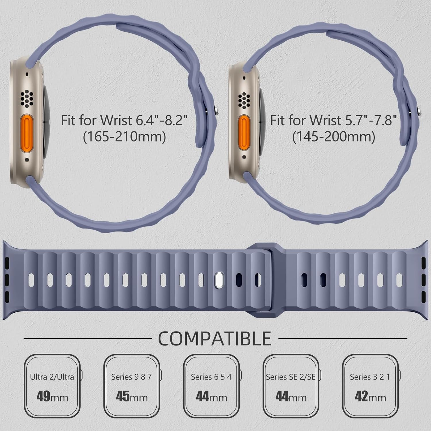 Sport Bands Compatible with Apple Watch Ultra 2/Ultra Band, Compatible with Apple Watch Bands for Men 49Mm 45Mm 44Mm 42Mm, Soft Silicone Waterproof Strap for Iwatch Series 9 8 7 6 5 4 SE 3 2 1