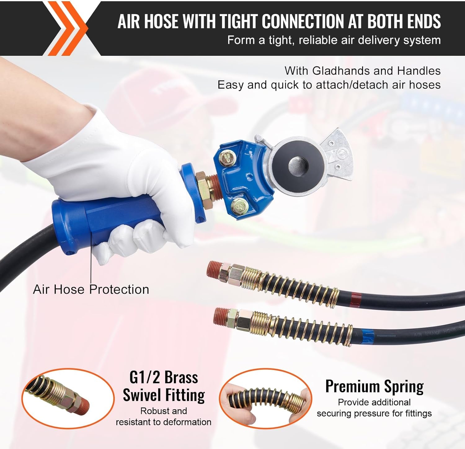 15FT Semi Truck Air Lines Kit with 2PCS Glad Hands, 3-In-1 Air Hoses & 7 Way ABS Electric Power Line, with 2PCS Gladhand Handles, 4PCS Seals and Tender Spring Kit for Semi Truck Trailer Tractor TRUCK DRIVER