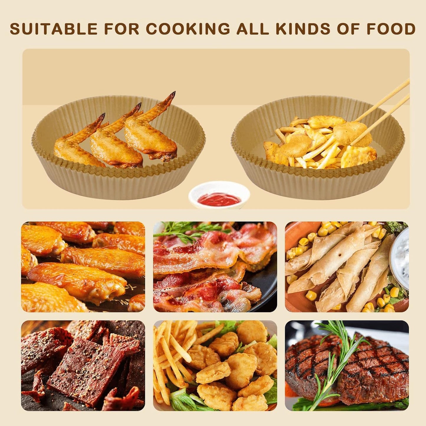 Air Fryer Liners for Ninja Air Fryer, 100 Pcs Air Fryer Disposable Paper Liner Air Fryer Accessories for Ninja AF101 Air Fryer Ninja Af150Air Fryer XL Ninja AF161