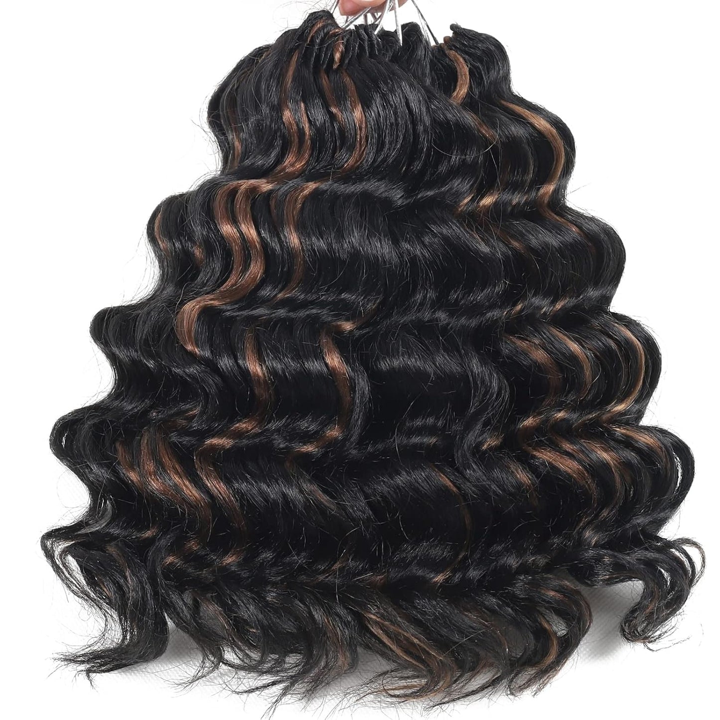 126 Strands Ocean Wave Crochet Hair Pre Looped 9 Inch 7 Packs Deep Wave Short Water Wave Wavy Crochet Hair Curly Braiding Hair Crochet Braids Hair Extensions for Women (9Inch (Pack of 7), 1BP30)